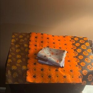 Halloween Themed Fabric Set - Orange, Brown, White